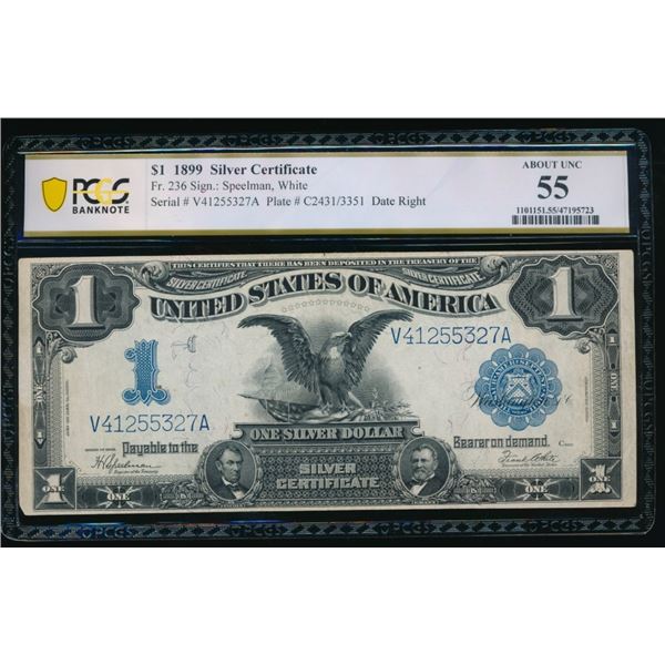 1899 $1 Black Eagle Silver Certificate PCGS 55