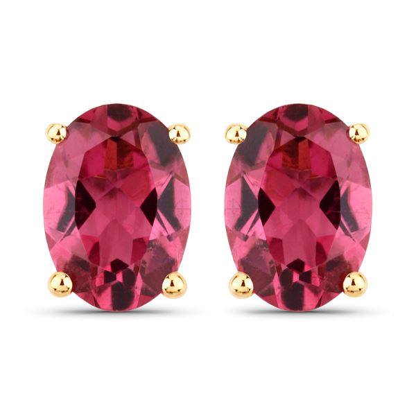 14KT Yellow Gold 1.56ctw Pink Tourmaline Earrings