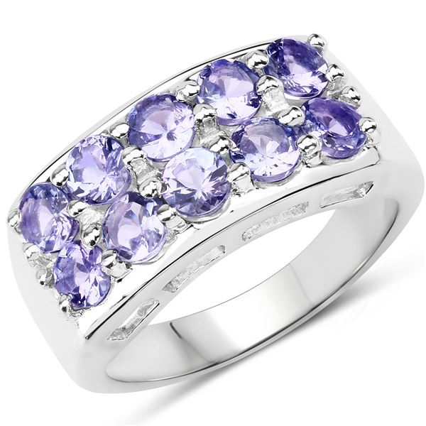 Plated Rhodium 1.90ctw Tanzanite Ring