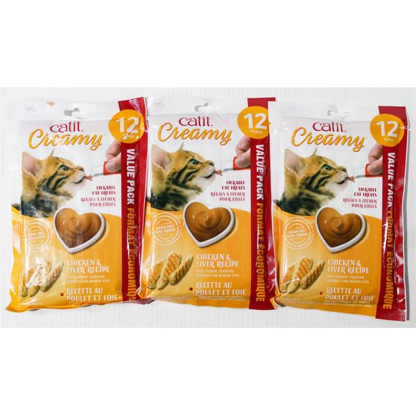 3PK CATIT CREAMY TREATS 12 TUBES PER