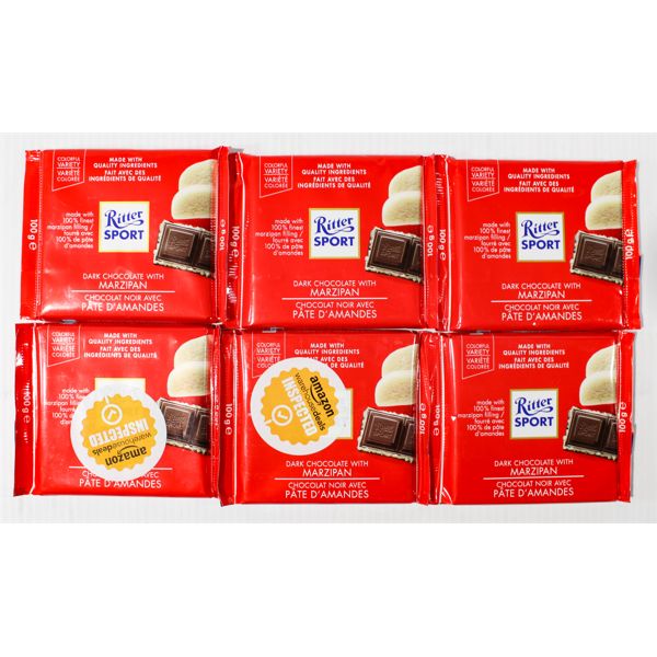 6 PKS RITTER SPORT DARK CHOC WITH MARZIPAN