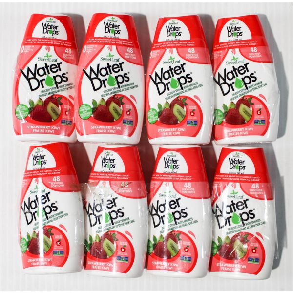 8 BOTTLES SWEETLEAF STRAWBERRY KIWI WATER DROPS