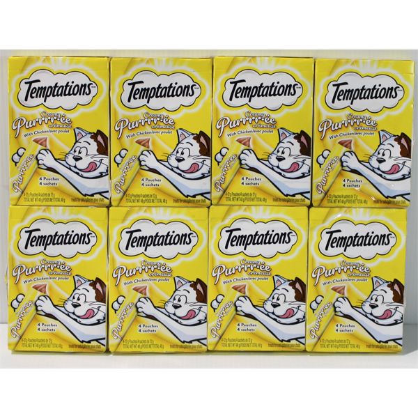  8 PKS TEMPTATIONS TEMPTATIONS CREAMY PURRRREE WITH CHICKEN RETAIL $21.99 PER PK