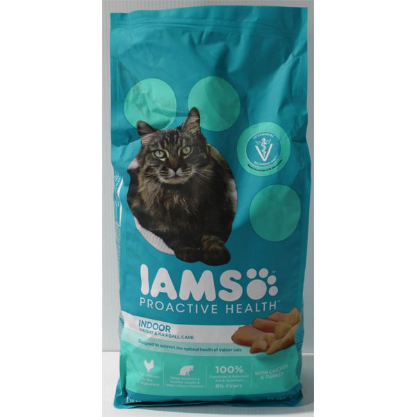 3.18 KG IAMS PROACTIVE HEALTH INDOOR WEIGHT & HAIRBALL CARE CAT FOOD ADULT 1+ YEARS