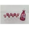 Image 1 : Sterling Czechoslovakian Glass Ruby Decanter Set