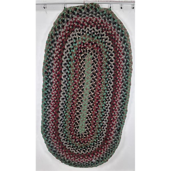 Antique Country Farm Table Braided Rag Rug