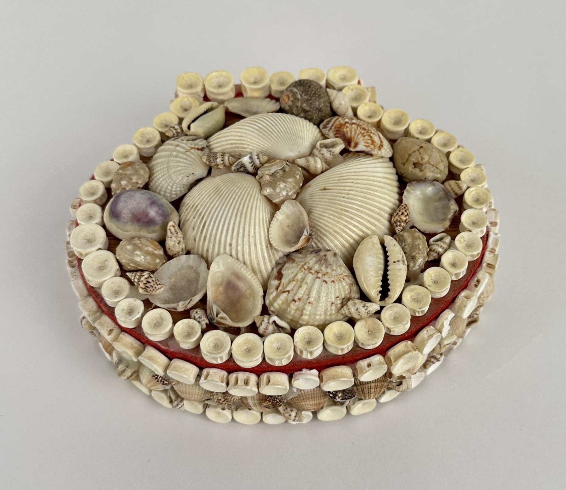 Antique Sailors Valentine Sea Shell Covered Box