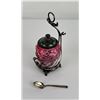 Image 1 : Victorian Cranberry Glass Pickle Castor