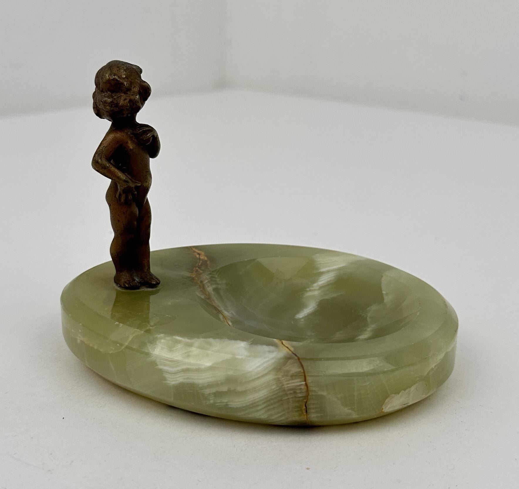 Art Nouveau Alabaster Paperweight Ashtray