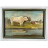 Image 1 : Ettore Caser Oxen Oil on Canvas Painting