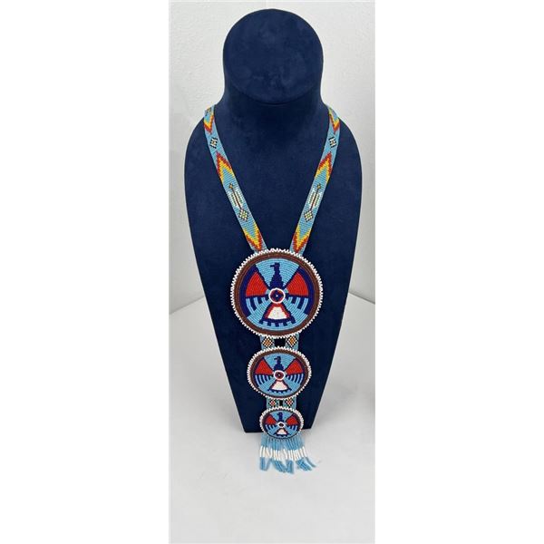 Blackfoot Indian Beaded Rosette Necklace