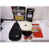Image 1 : Sling Bag,(2) Sunglasses, Sanding Sheets, Stain Applicators, Window Insulation and Foam Tape