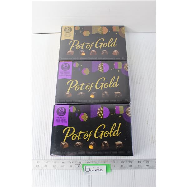 (3) Boxes of pot of Gold Chocolates (Sealed)