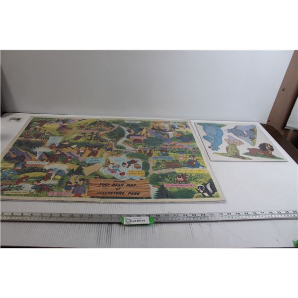 Official Yogi Bear Map of Jellystone Park - 1961, Disney Cut-Out Stand-Ups - Sealed