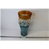 Image 1 : Large Glass Art Blue & Amber Vase (7" x 15")