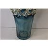 Image 3 : Large Glass Art Blue & Amber Vase (7" x 15")