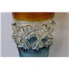 Image 4 : Large Glass Art Blue & Amber Vase (7" x 15")