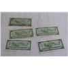 Image 4 : (5) Canadian 1954 $1 Bills