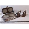 Image 1 : (2) Antique Sad Irons, Vintage Waffle Maker - As Is