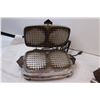 Image 7 : (2) Antique Sad Irons, Vintage Waffle Maker - As Is