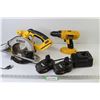 Image 1 : DeWalt Cordless Skillsaw & Drill w/2 Batteries (consigner says working - needs charging)