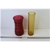 Image 1 : Cranberry Glass Vase - Amber Glass Vase