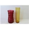 Image 5 : Cranberry Glass Vase - Amber Glass Vase