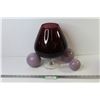 Image 1 : (3) Ceramic Balls, Large Glass Stemmed Vase