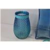 Image 2 : (3) Blue Glass Vases - Glass Dish/Ashtray