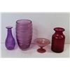 Image 4 : (3) Glass Vases - Glass Dish