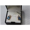 Image 2 : Pear Shaped Glass Blue Topaz - Matching Ring & Earrings (size 7)