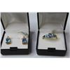 Image 5 : Pear Shaped Glass Blue Topaz - Matching Ring & Earrings (size 7)