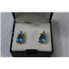 Image 2 : Pear Shaped Glass Blue Topaz - Matching Ring & Earrings (size 8)