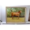 Image 1 : M. Graham Painting, Horse w/Saddle - 34"x28" - CANNOT SHIP - Needs New Hanging Wire