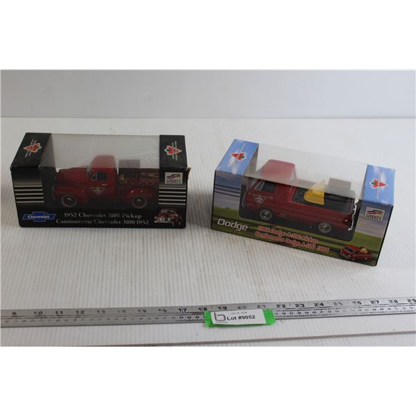 (2x Bid Price) Liberty Classics 1952 Chevrolet 3100 Pickup Die Cast (1/24) and 1964 Dodge A-100 Pick