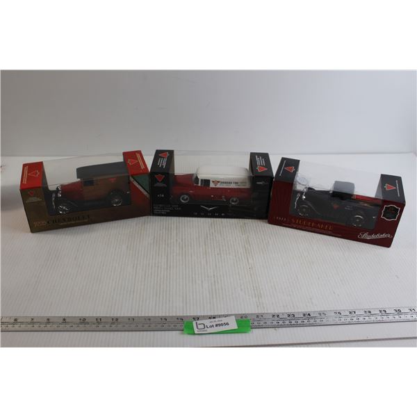 (3x Bid Price) (3) Die Cast Cars - 1928 Chevrolet, 1957 Dodge 100 Town Panel Van, 1922 Studebaker Pi