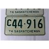 Image 2 : Pair of Saskatchewan License Plates 1974