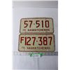 Image 1 : (2) Saskatchewan License Plates 1975