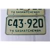 Image 2 : Pair of Saskatchewan License Plates 1974