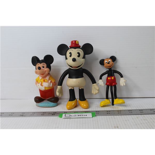 (3) Vintage Disney Mickey Mouse Figurines