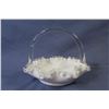 Image 3 : Fenton - Ruffled Milk Glass Basket w/ Clear Handle