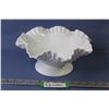 Image 1 : Large Fenton - Ruffled Milk Glass Hobnail Dish