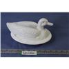 Image 1 : Milk Glass Duck in Nest Butter Dish