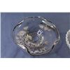 Image 2 : Glass Flowered Dish - Candle Holder w/White Frosted Edges