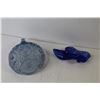 Image 5 : (2) Blue Cut Glass Dishes - Finger Dish - Glass Boot