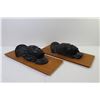 Image 5 : Pair of Mid Century Chalkware Plaques on Teak