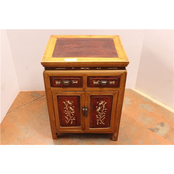 *Wooden Oriental-Themed End Table - 16 1/2  x 20  x 27  High