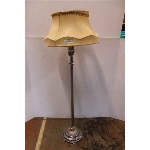 *Antique Asian-Themed Marble Floor Lamp with Shade - 59  High