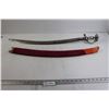 Image 1 : Curved Decorative Sword with Sheath - Sheath Damage, ~34" Long