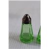 Image 3 : (2) Uranium Glass Salt and Pepper Shakers